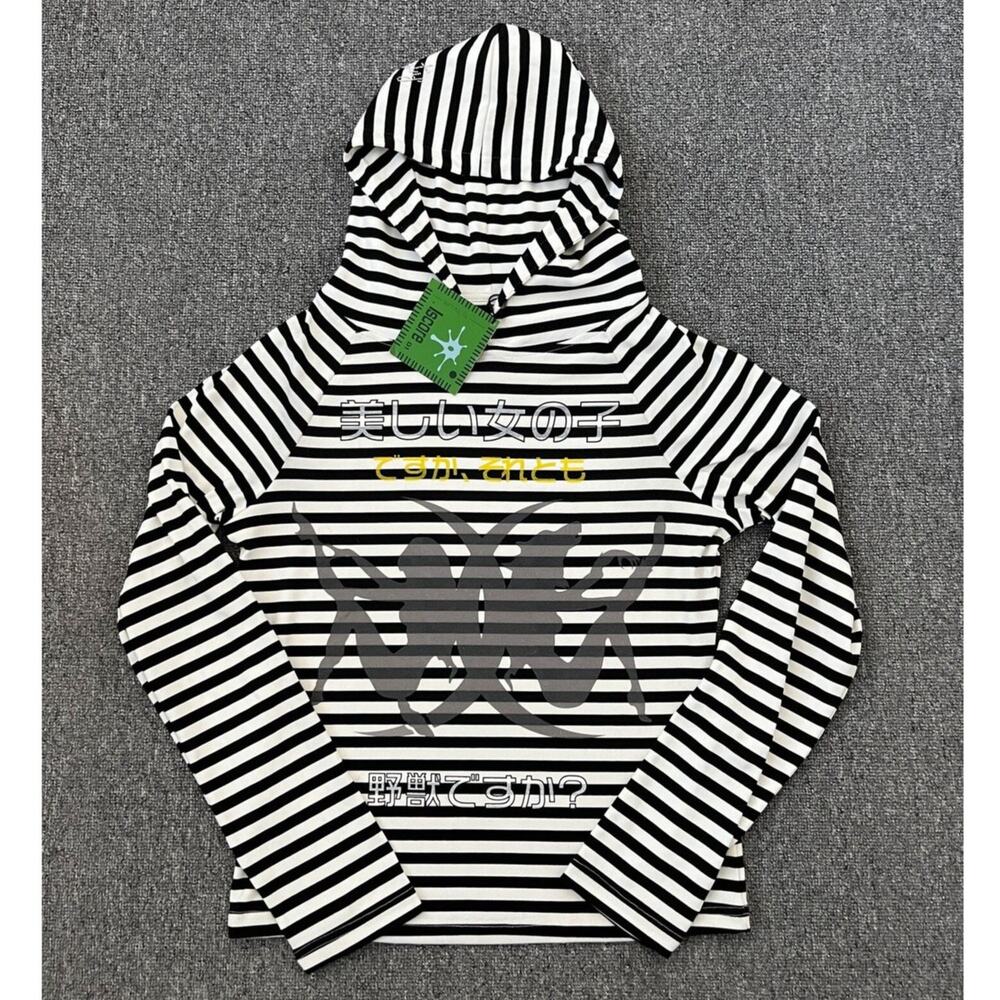 Japanese Brand Gothic Striped Longsleeve Hoodie size L